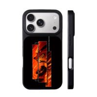 Naruto Uzumaki with Kurama in flame iPhone 17 Pro Max Black Case