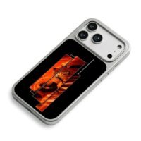 Naruto Uzumaki with Kurama in flame iPhone 17 Pro Max Electroplated Silver Case2