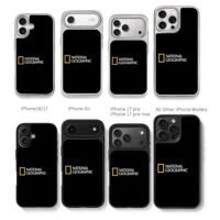 National Geographic logo on black Chris Brown Phone Case Black Electroplated Silver For Iphone 11 To 17