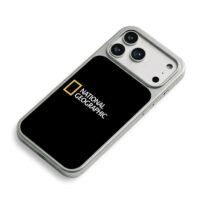 National Geographic logo on black iPhone 17 Pro Max Electroplated Silver Case2