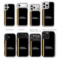 National Geographic yellow stripe Chris Brown Phone Case Black Electroplated Silver For Iphone 11 To 17
