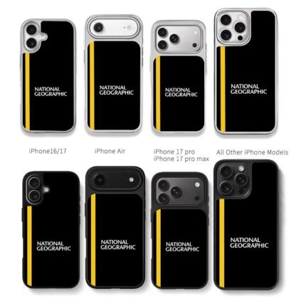 National Geographic yellow stripe Chris Brown Phone Case Black Electroplated Silver For Iphone 11 To 17