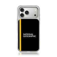National Geographic yellow stripe iPhone 17 Pro Max Electroplated Silver Case1