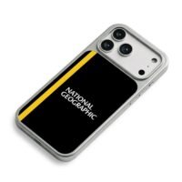 National Geographic yellow stripe iPhone 17 Pro Max Electroplated Silver Case2