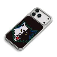 NBA Timberwolves two tone wolf logo iPhone 17 Pro Max Electroplated Silver Case2