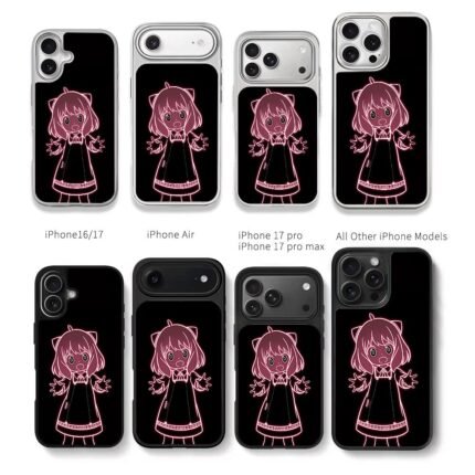 Neon Anya Forger shocked SpyxFamily Chris Brown Phone Case Black Electroplated Silver For Iphone 11 To 17