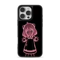 Neon Anya Forger shocked SpyxFamily iPhone 16 Pro Max Black Case