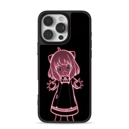 Neon Anya Forger shocked SpyxFamily iPhone 16 Pro Max Black Case