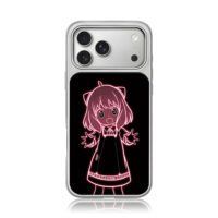Neon Anya Forger shocked SpyxFamily iPhone 17 Pro Max Electroplated Silver Case1