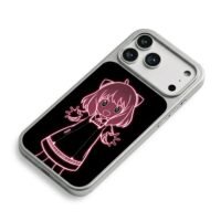 Neon Anya Forger shocked SpyxFamily iPhone 17 Pro Max Electroplated Silver Case2