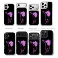 Neon Anya Forger Spy x Family art Chris Brown Phone Case Black Electroplated Silver For Iphone 11 To 17