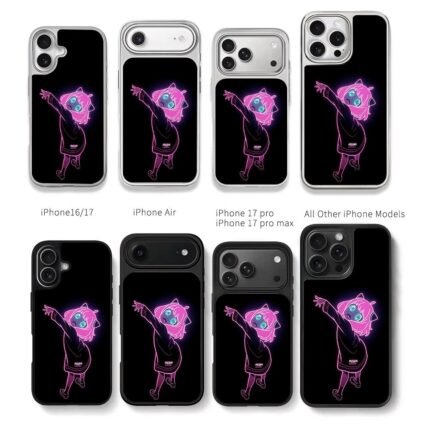 Neon Anya Forger Spy x Family art Chris Brown Phone Case Black Electroplated Silver For Iphone 11 To 17