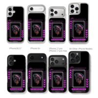 Neon cyber skull obsession graphic Chris Brown Phone Case Black Electroplated Silver For Iphone 11 To 17