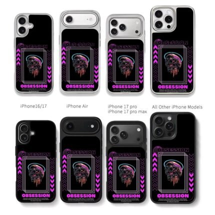 Neon cyber skull obsession graphic Chris Brown Phone Case Black Electroplated Silver For Iphone 11 To 17