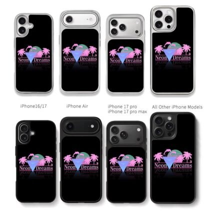 Neon Dreams vaporwave palm dolphins Chris Brown Phone Case Black Electroplated Silver For Iphone 11 To 17