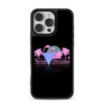 Neon Dreams vaporwave palm dolphins iPhone 16 Pro Max Black Case