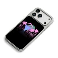 Neon Dreams vaporwave palm dolphins iPhone 17 Pro Max Electroplated Silver Case2