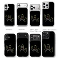 Neon Homer Simpson middle fingers Chris Brown Phone Case Black Electroplated Silver For Iphone 11 To 17