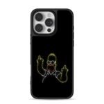Neon Homer Simpson middle fingers iPhone 16 Pro Max Black Case