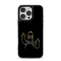 Neon Homer Simpson middle fingers iPhone 16 Pro Max Black Case