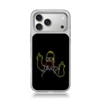 Neon Homer Simpson middle fingers iPhone 17 Pro Max Electroplated Silver Case1