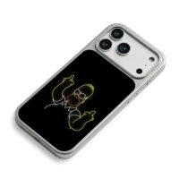 Neon Homer Simpson middle fingers iPhone 17 Pro Max Electroplated Silver Case2