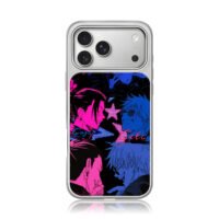 Neon JJK Gojo Geto anime art iPhone 17 Pro Max Electroplated Silver Case1