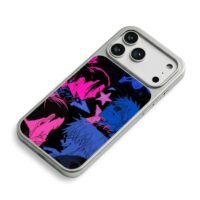 Neon JJK Gojo Geto anime art iPhone 17 Pro Max Electroplated Silver Case2