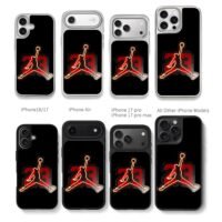 Neon Jordan jumpman over red 23 Chris Brown Phone Case Black Electroplated Silver For Iphone 11 To 17
