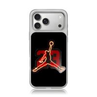 Neon Jordan jumpman over red 23 iPhone 17 Pro Max Electroplated Silver Case1