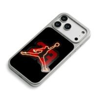 Neon Jordan jumpman over red 23 iPhone 17 Pro Max Electroplated Silver Case2