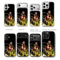 Neon Kratos muscular warrior art Chris Brown Phone Case Black Electroplated Silver For Iphone 11 To 17