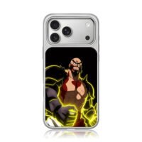 Neon Kratos muscular warrior art iPhone 17 Pro Max Electroplated Silver Case1