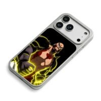 Neon Kratos muscular warrior art iPhone 17 Pro Max Electroplated Silver Case2