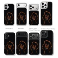 Neon male profile with H and sign Chris Brown Phone Case Black Electroplated Silver For Iphone 11 To 17