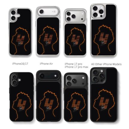Neon male profile with H and sign Chris Brown Phone Case Black Electroplated Silver For Iphone 11 To 17