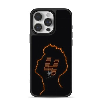 Neon male profile with H and sign iPhone 16 Pro Max Black Case