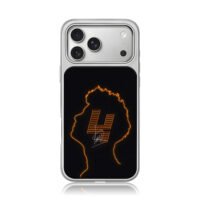 Neon male profile with H and sign iPhone 17 Pro Max Electroplated Silver Case1
