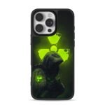Neon nuclear hooded gasmask soldier iPhone 16 Pro Max Black Case