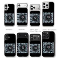Neon observe text with swirling eye Chris Brown Phone Case Black Electroplated Silver For Iphone 11 To 17