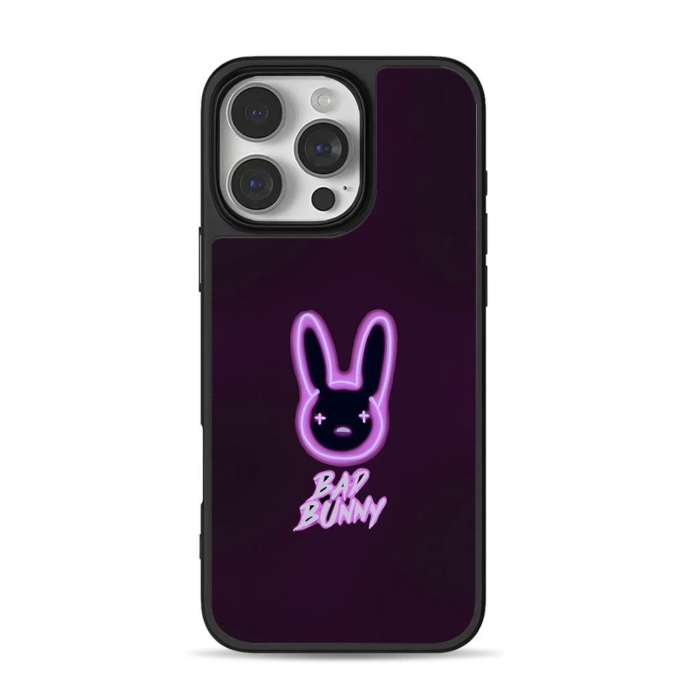 Neon purple Bad Bunny logo iPhone 16 Pro Max Black Case Neon purple Bad Bunny logo iPhone 16 Pro Max Black Case