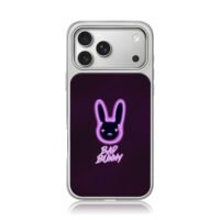 Neon purple Bad Bunny logo iPhone 17 Pro Max Electroplated Silver Case1
