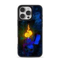 Neon skull zippo lighter with flame iPhone 16 Pro Max Black Case