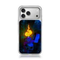Neon skull zippo lighter with flame iPhone 17 Pro Max Electroplated Silver Case1