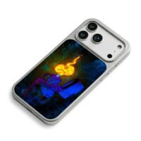 Neon skull zippo lighter with flame iPhone 17 Pro Max Electroplated Silver Case2