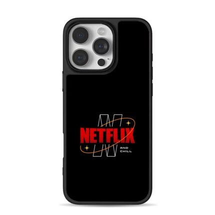 Netflix and chill space orbit print iPhone 16 Pro Max Black Case