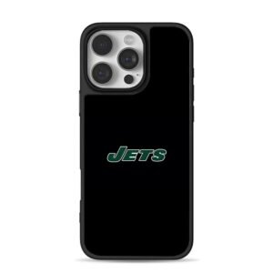 New York Jets green logo on black iPhone 16 Pro Max Black Case