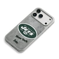 New York Jets NFL logo on concrete iPhone 17 Pro Max Electroplated Silver Case2
