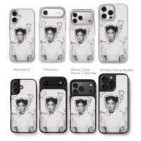 NewJeans Danielle double bun doodle Chris Brown Phone Case Black Electroplated Silver For Iphone 11 To 17