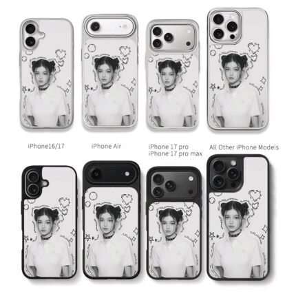 NewJeans Danielle double bun doodle Chris Brown Phone Case Black Electroplated Silver For Iphone 11 To 17